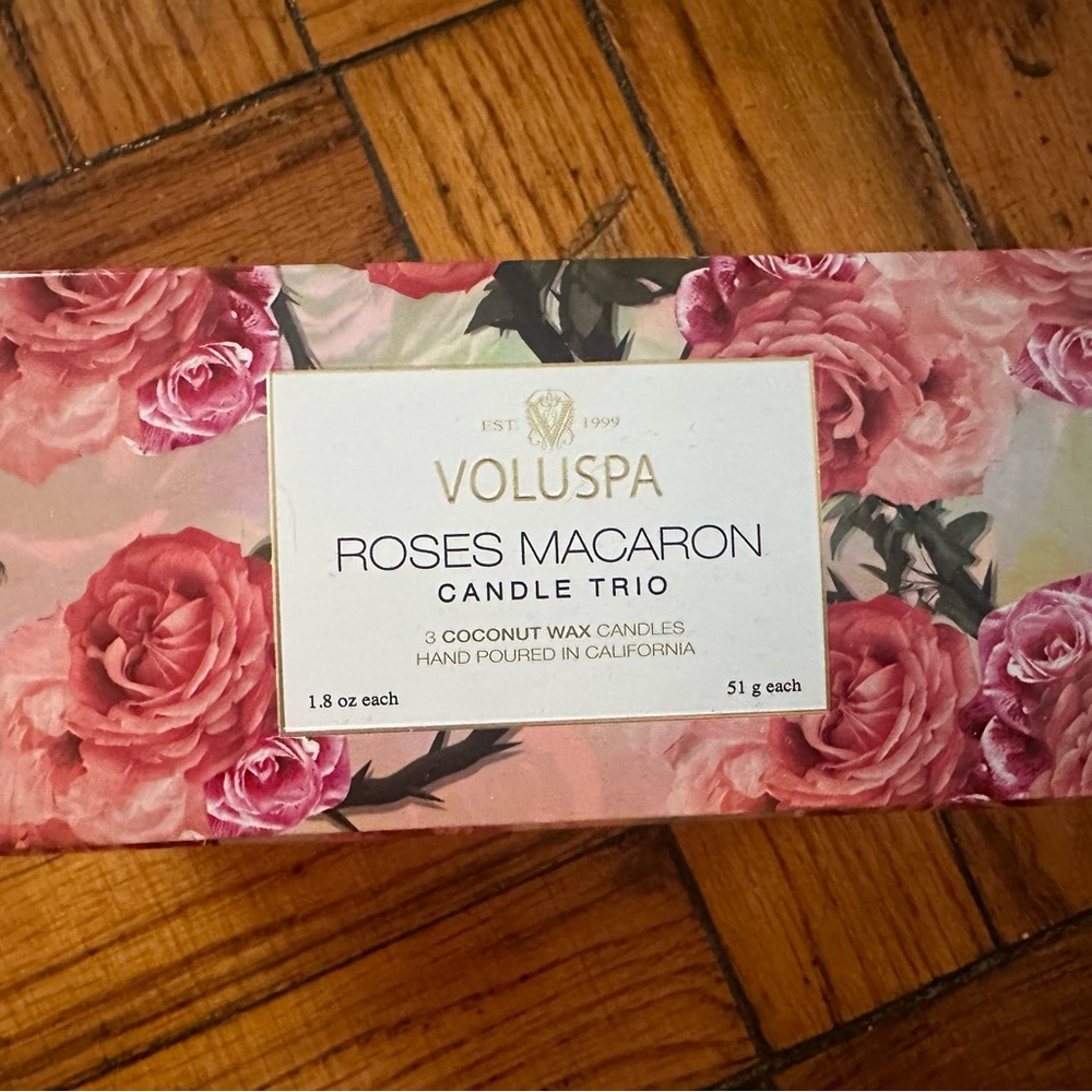 VOLUSPA Macaron Candles Pink Roses Collection Trio Set Of 3 NEW